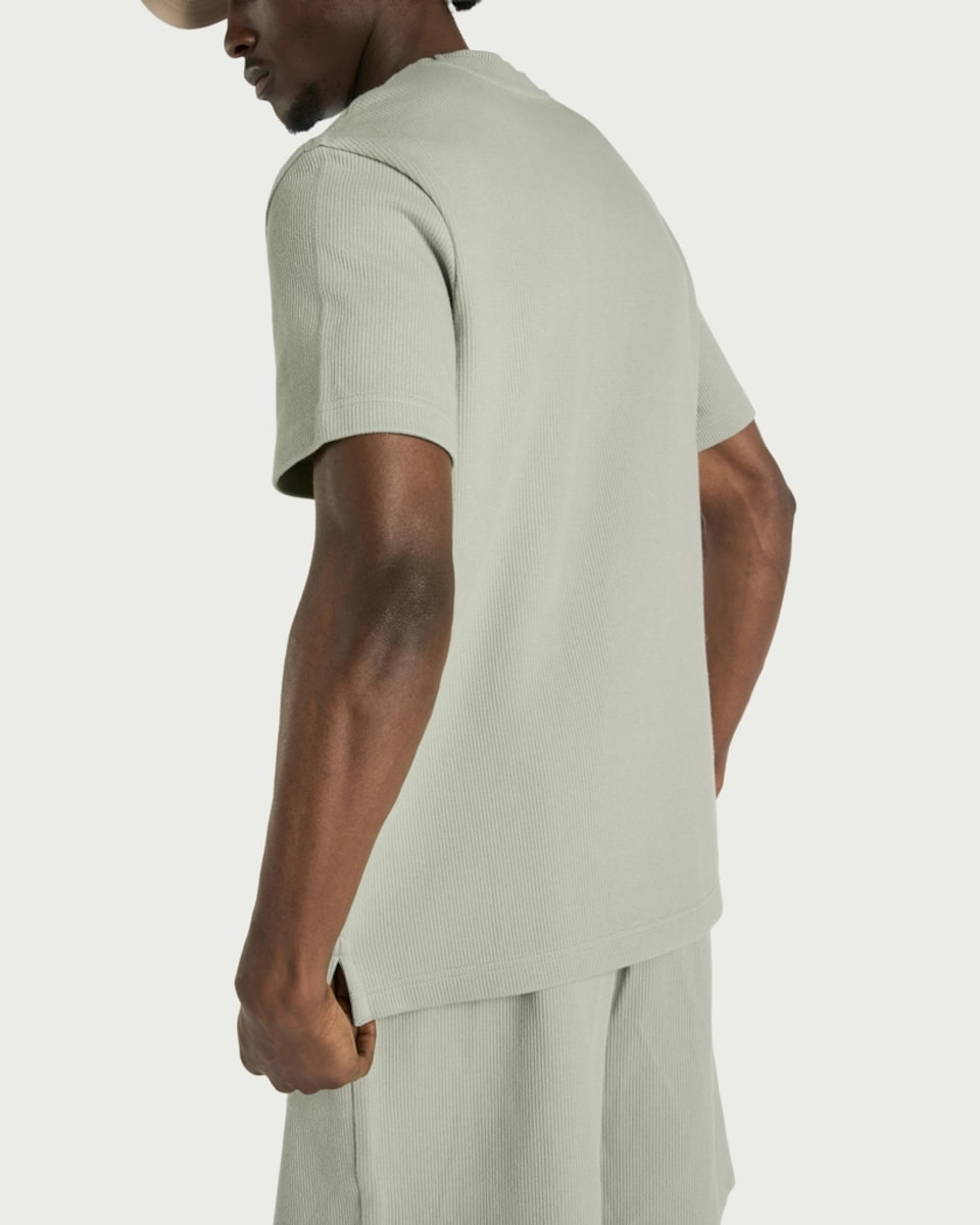 image 1 of F&F Pure Cotton Textured Co-ord T-Shirt in Green