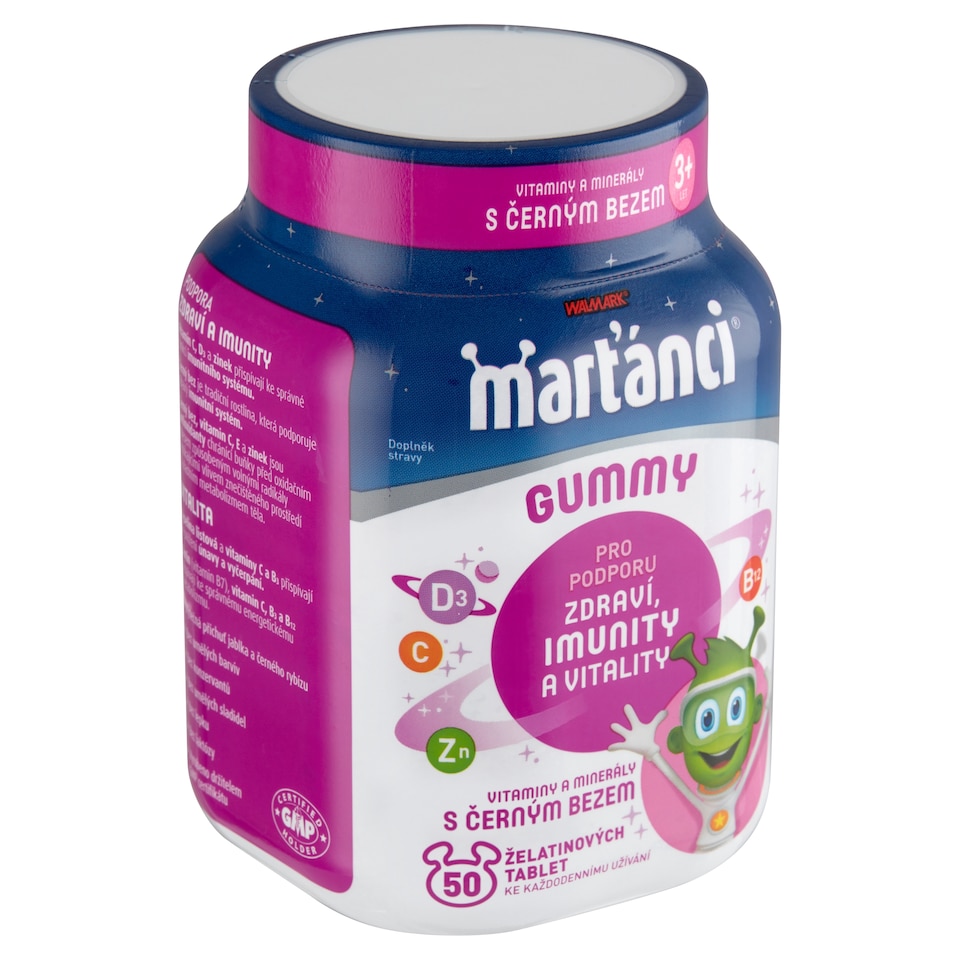 Obrázek 1 pro produkt Walmark Marťánci Gummy vitaminy s černým bezem 50 ks 175,0g