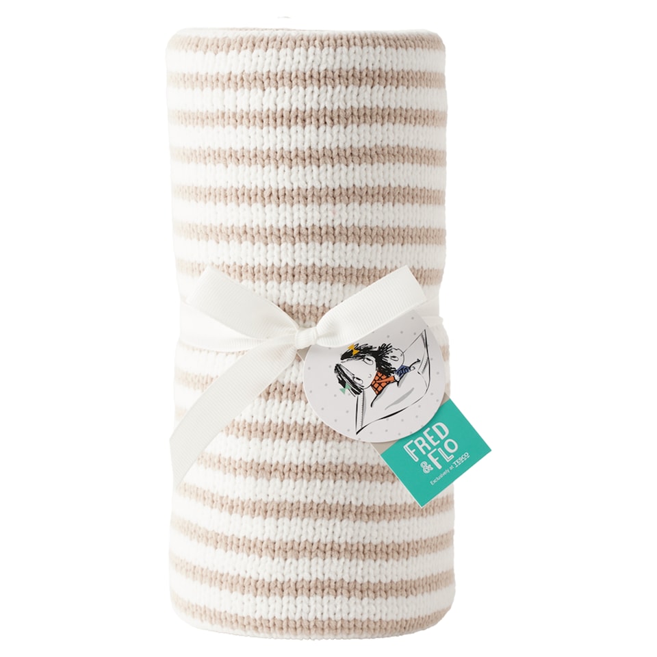 Fred & Flo Striped Neutral Chenille Blanket