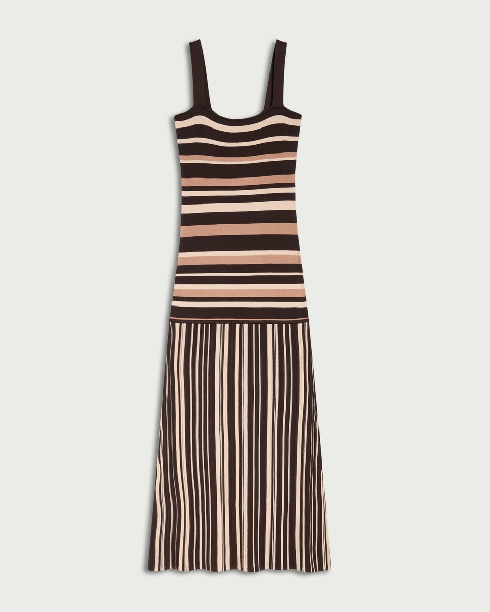 image 1 of The F&F Edit Knitted Striped Maxi Dress in Multi