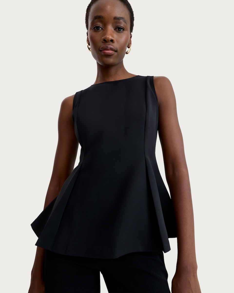 image 1 of F&F Sleeveless Peplum Top in Black