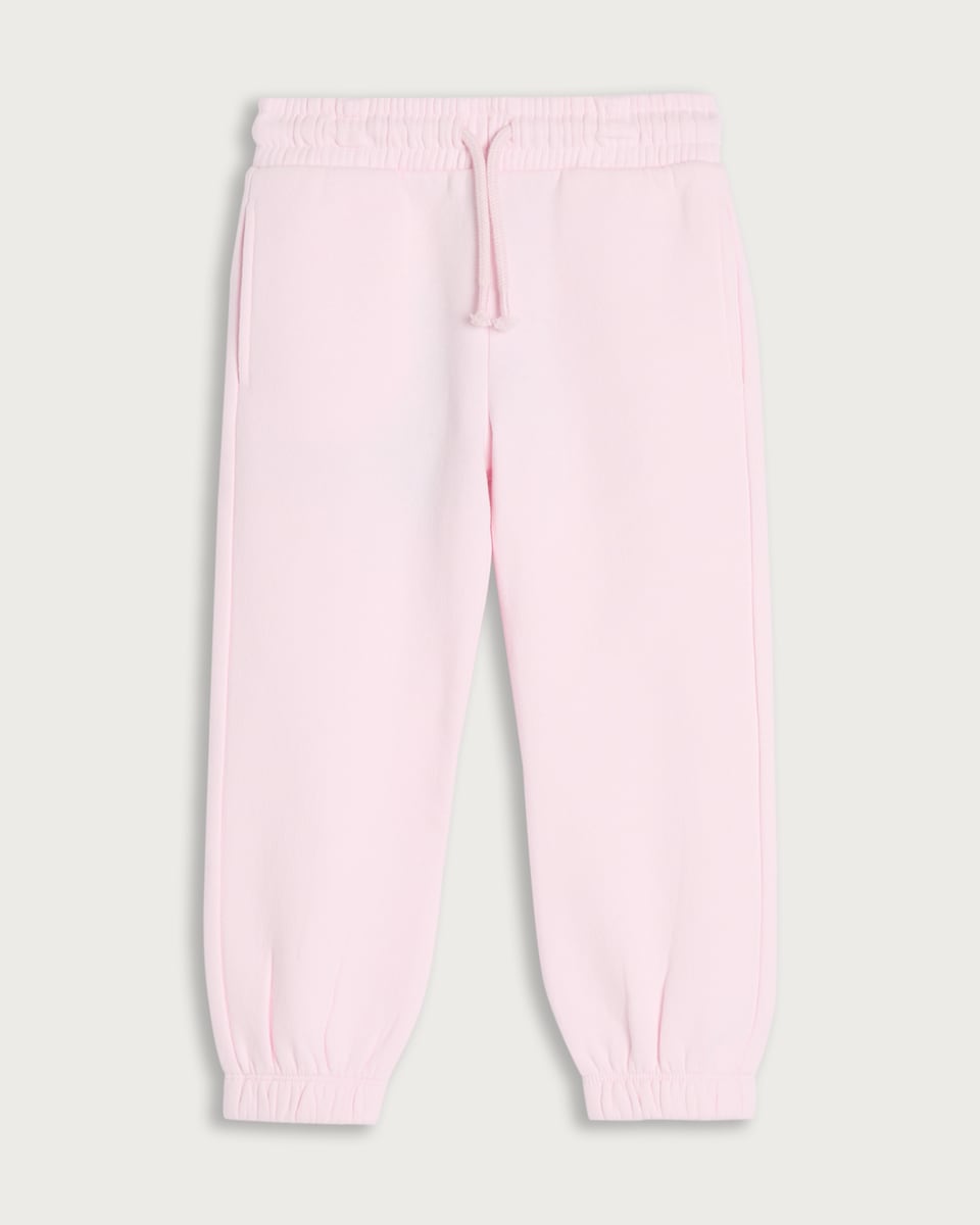 F&F Girls Cotton Rich Drawstring Cuffed Joggers in Pink