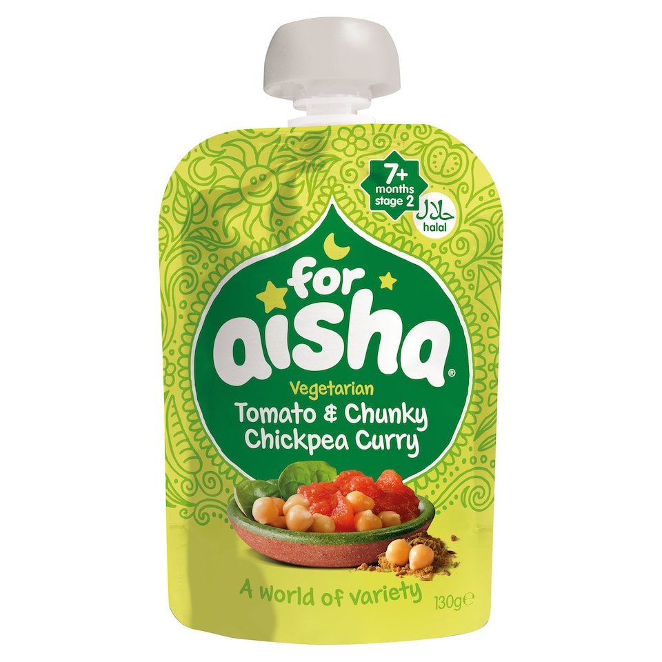 FOR AISHA VEG TOMT & CHKPEA CURRY POUCH 130G