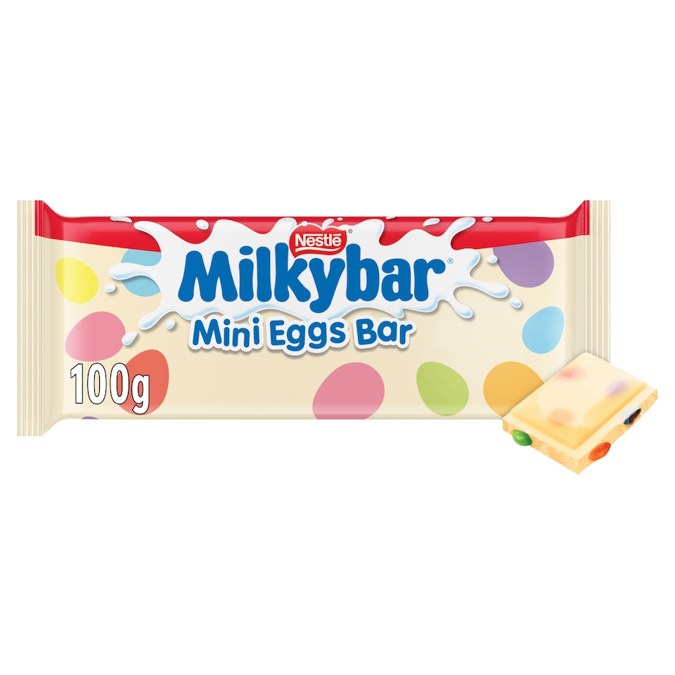 image 1 of Milkybar Mini Eggs Easter White Chocolate Sharing Bar 100g