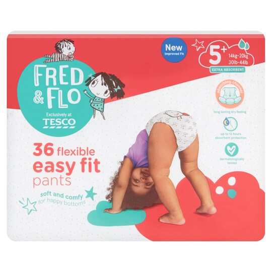 Fred & Flo Easy Fit Pants Size 5+ 36 Pack Tesco Groceries