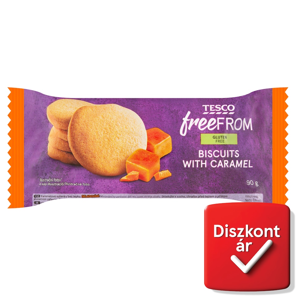Tesco Free From gluténmentes karamellás keksz 90 g