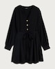 image 4 of F&F Long Sleeved Belted Button Up Dress in Black