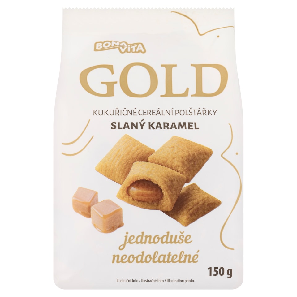 obrázok 1 z Bona Vita Gold Kukuričné vankúšiky s náplňou s príchuťou slaný karamel 150 g