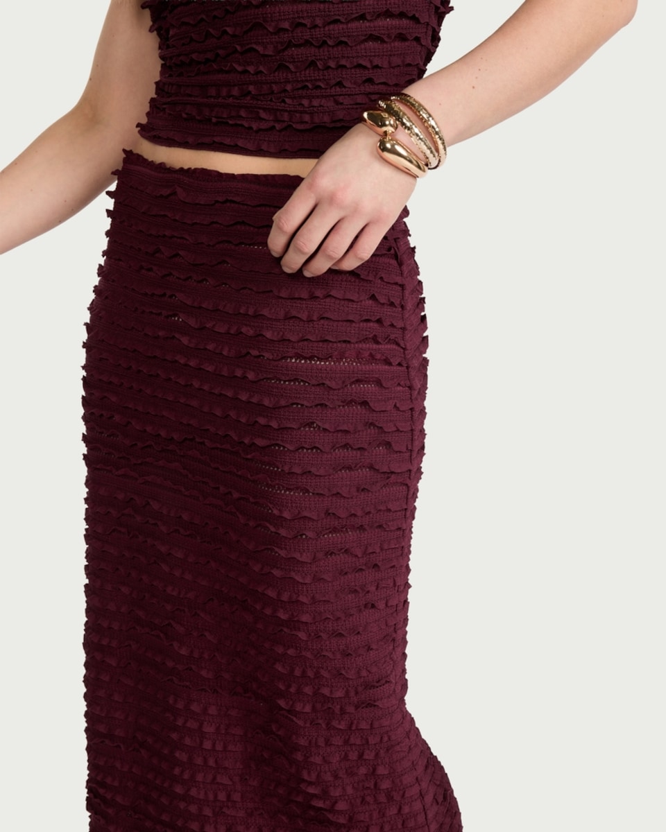 image 1 of F&F Textured Co-ord Midi Skirt in Purple