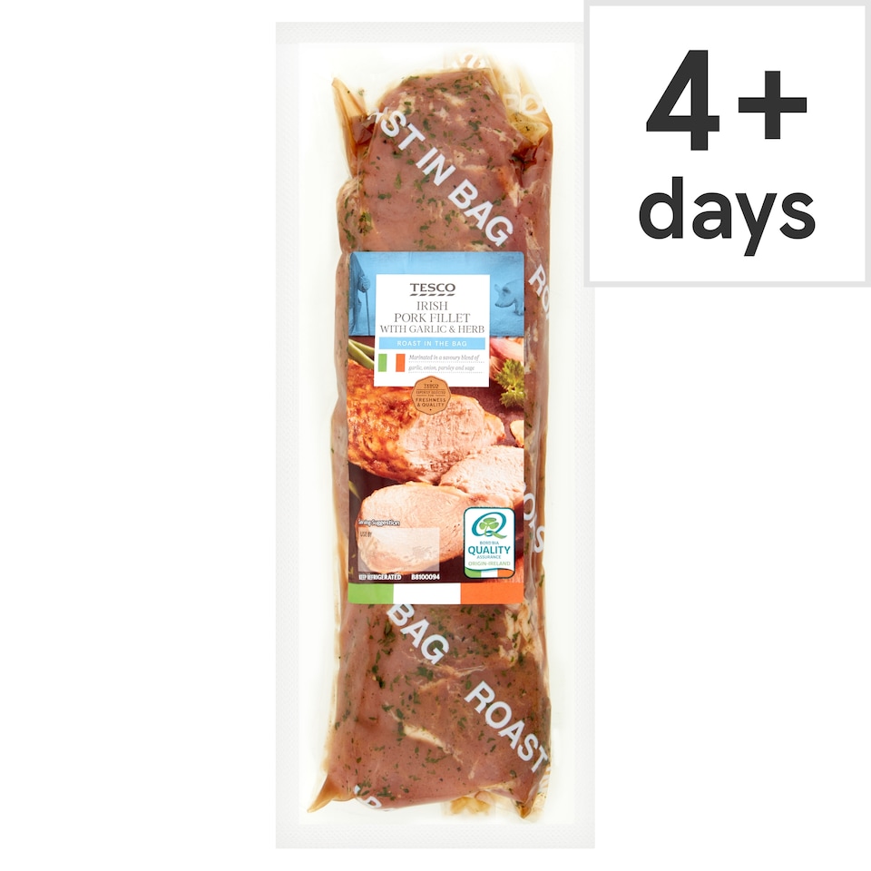 Tesco Pork Fillet With Garlic And Herb 610G
