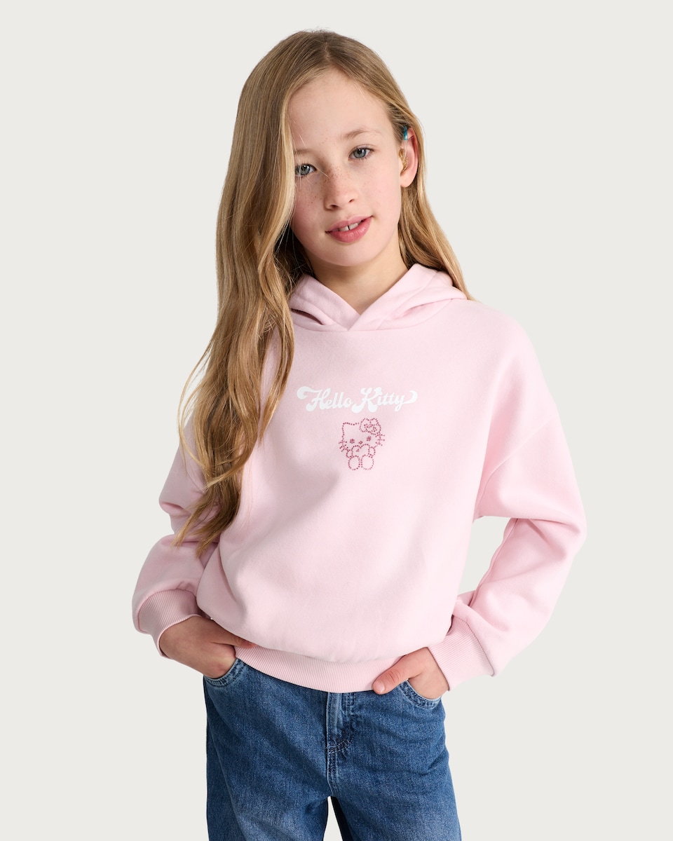 image 1 of Hello Kitty Cotton Rich Hoodie in Pink