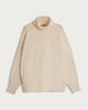 image 4 of F&F Cable Knit Roll Neck Batwing Jumper with Wool in Cream