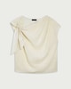 image 4 of F&F Textured Tie Shoulder Blouse in Cream