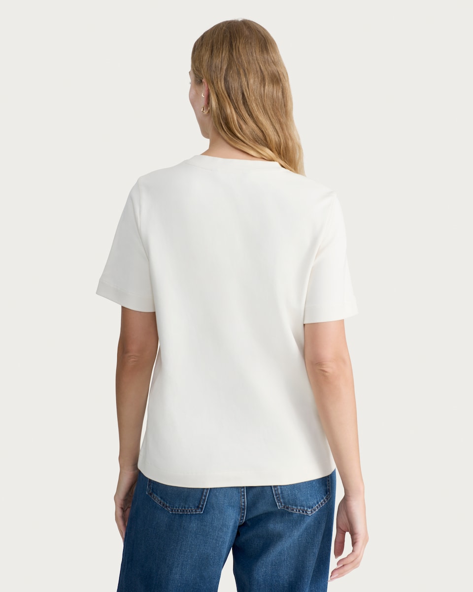 image 1 of F&F Pure Cotton Heavyweight Crew Neck T-Shirt in Cream