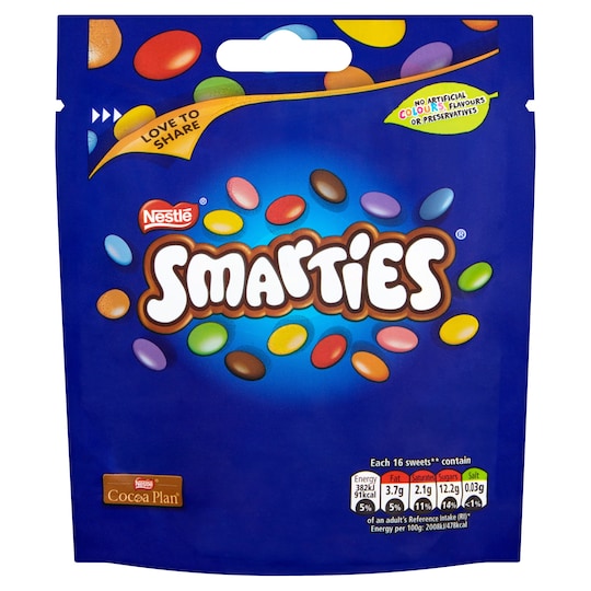 Smarties Pouch Bag 118G Tesco Groceries