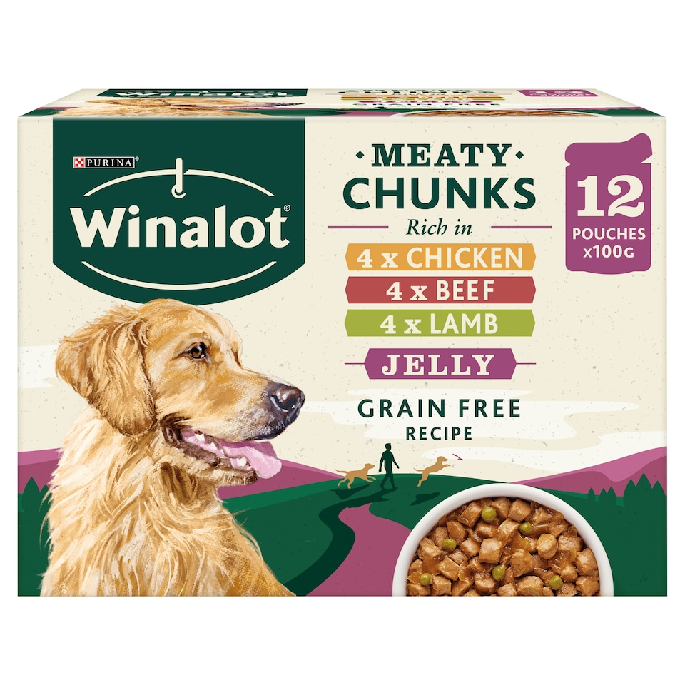 image 1 of Winalot Wet Dog Food Pouches Meaty Chunks In Jelly 12X100g
