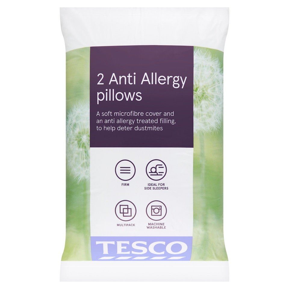Tesco Anti Allergy Pillow 2 Pack (Firm)