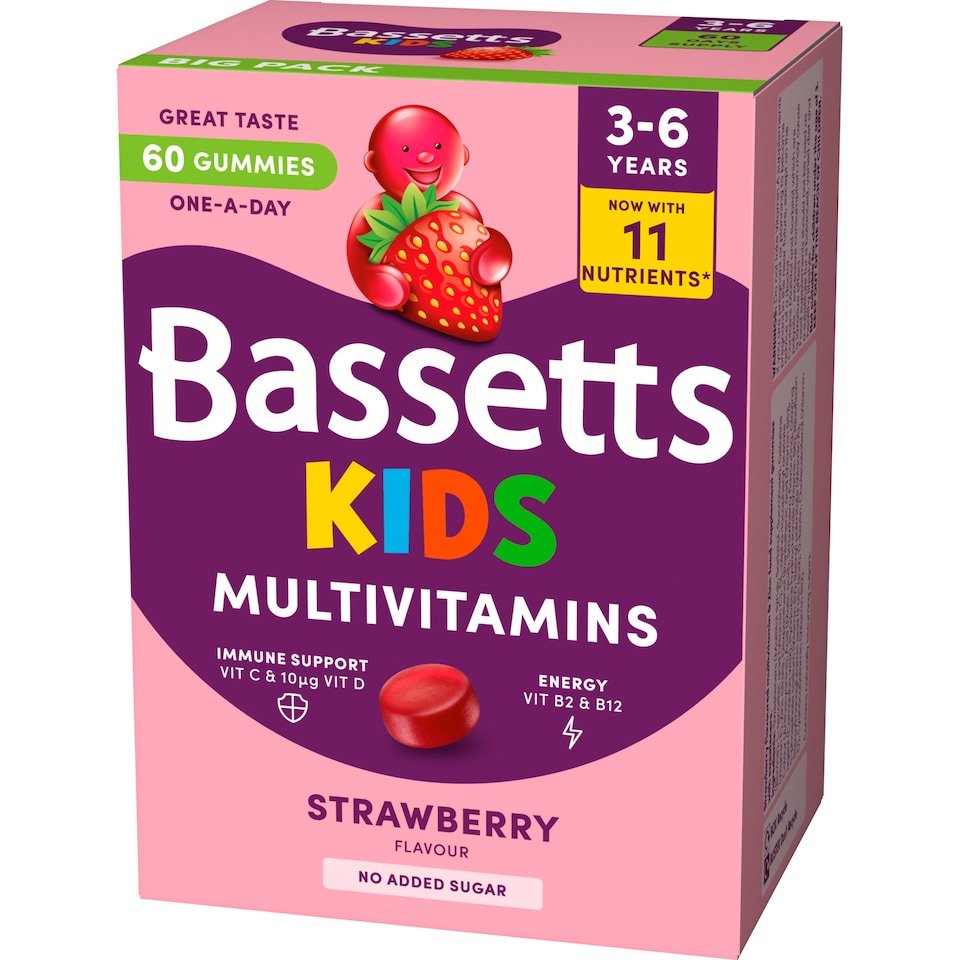 image 1 of Bassetts Kids Multivitamin 3-6 years Strawberry Gummies x 60