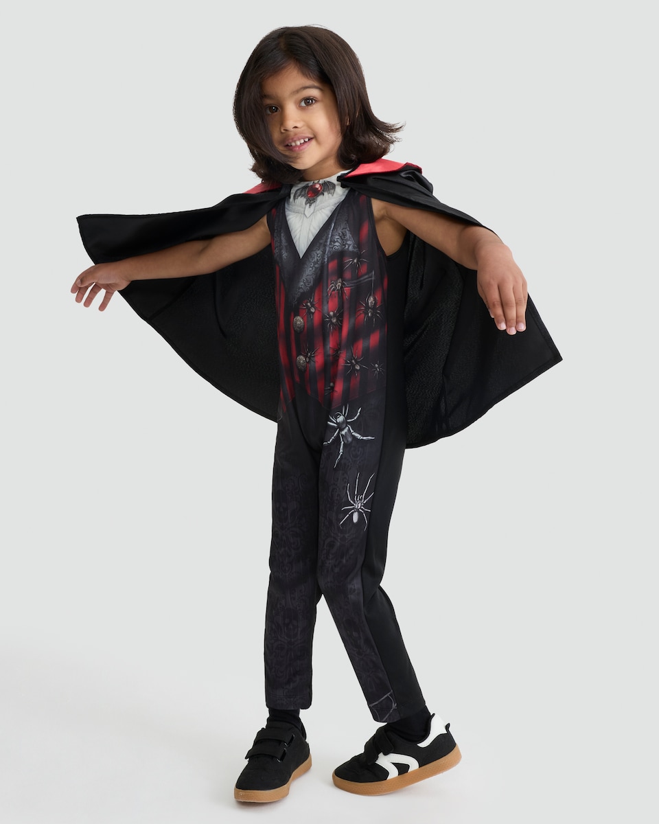 image 1 of F&F Boys 3-Piece Vampire Cape Fancy Dress Costume in Black