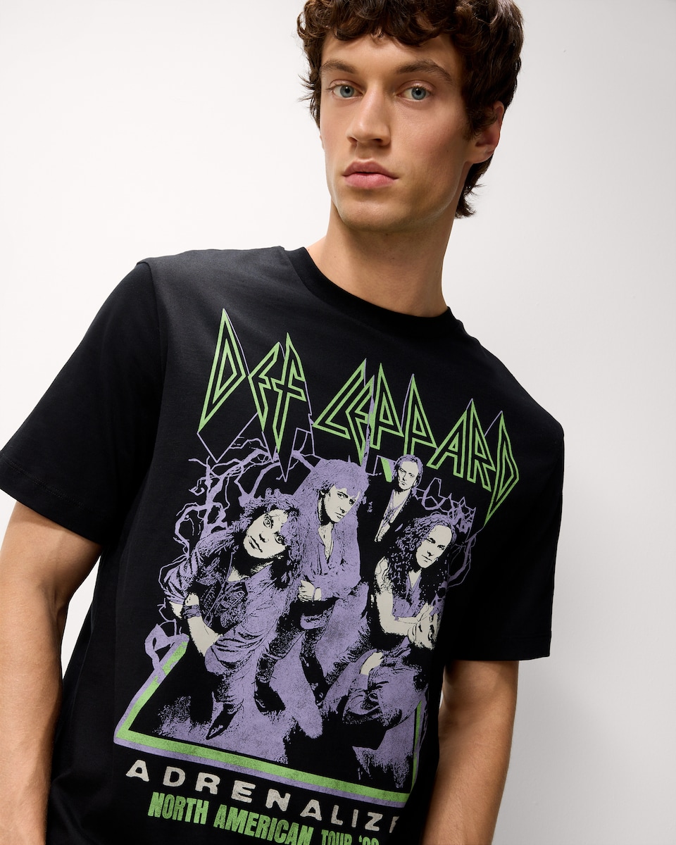 image 1 of Def Leppard Pure Cotton Printed T-Shirt in Black