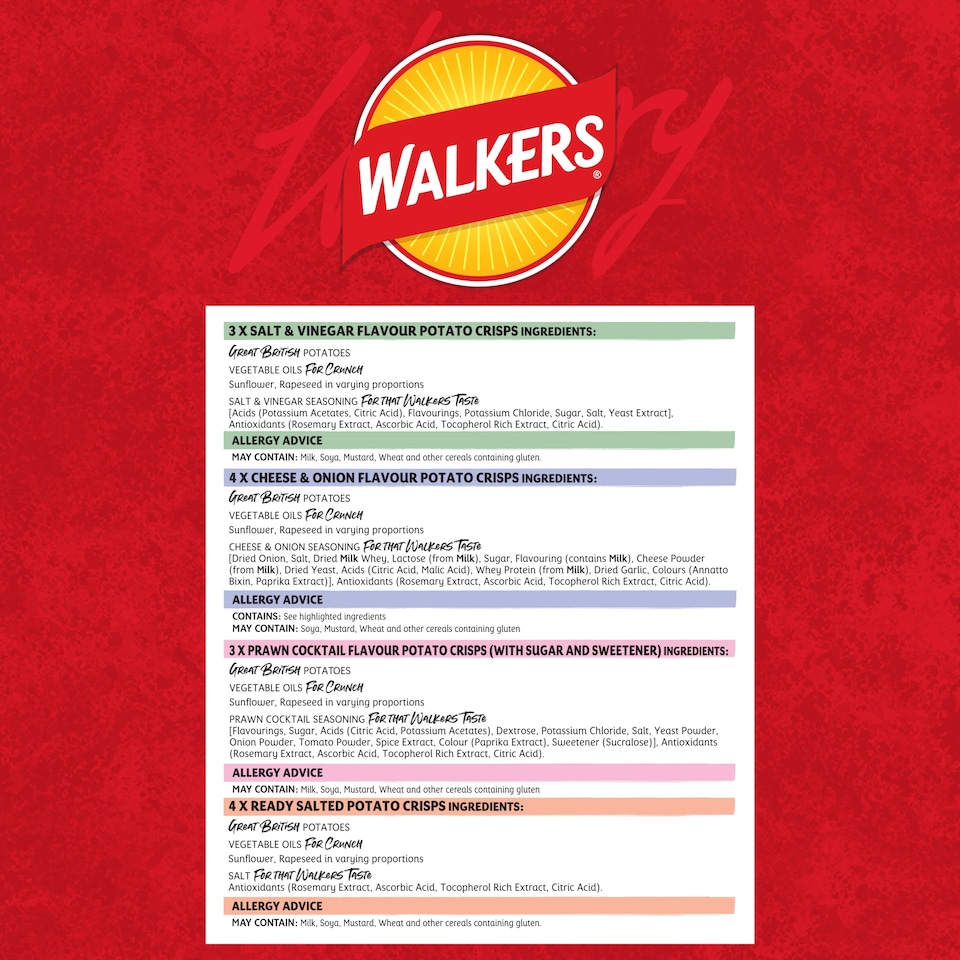 image 1 of Walkers Variety Multipack Crisps 14x25g