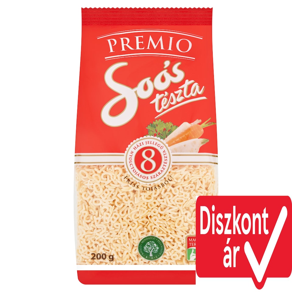 Soós Premio betű házi jellegű 8 tojásos száraztészta 200 g