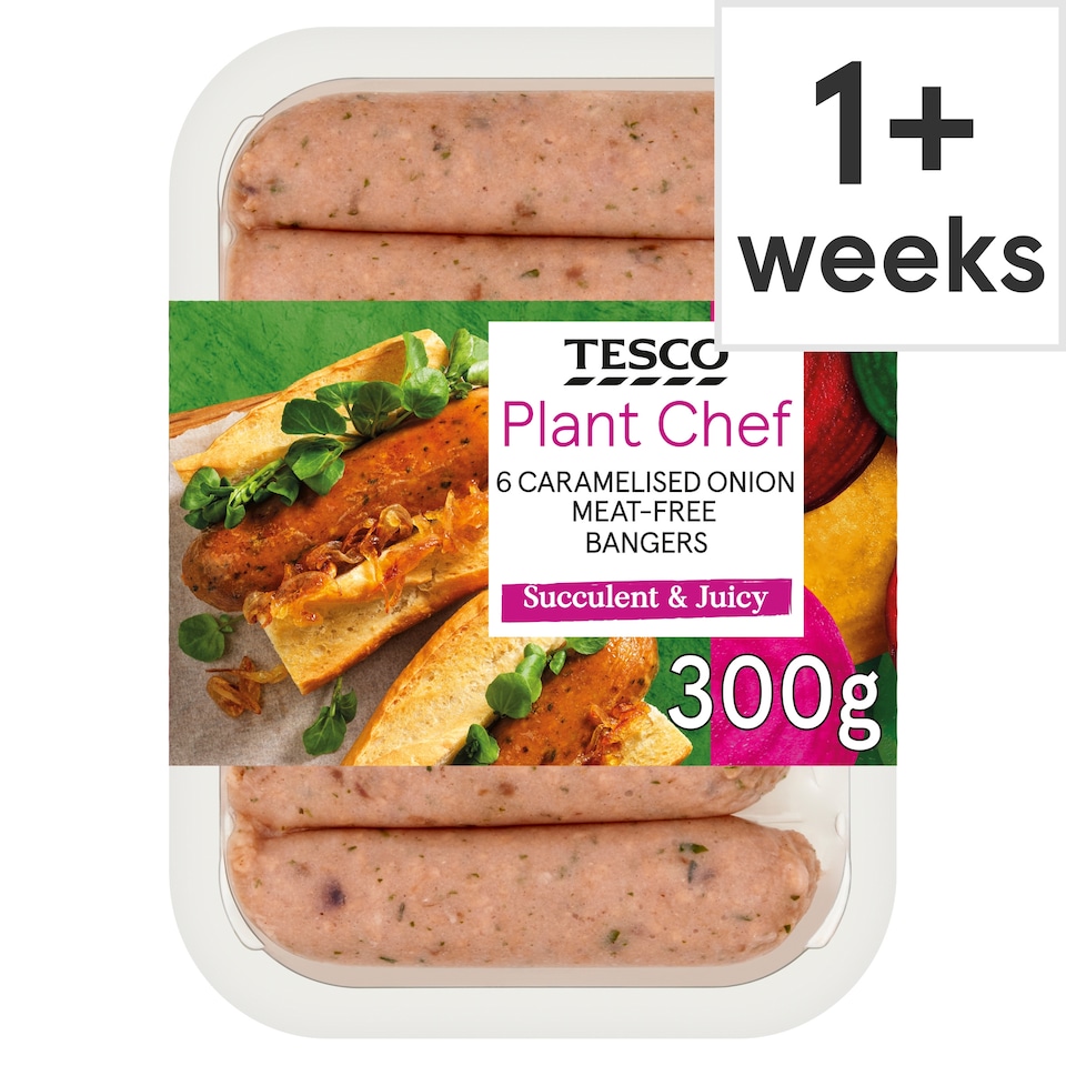Tesco Plant Chef 6 Caramelised Onion Meat-Free Bangers 300g