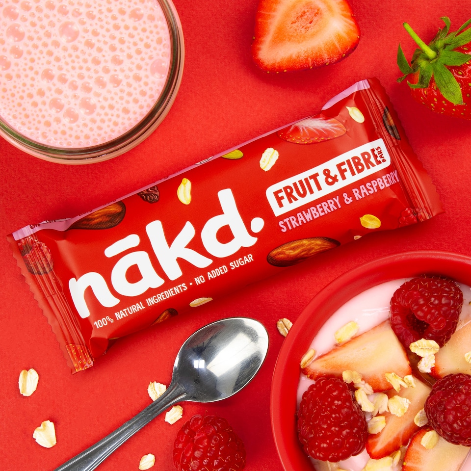 image 1 of Nakd Fruit & Fibre Strawberry & Raspberry Bars 3 x 44g