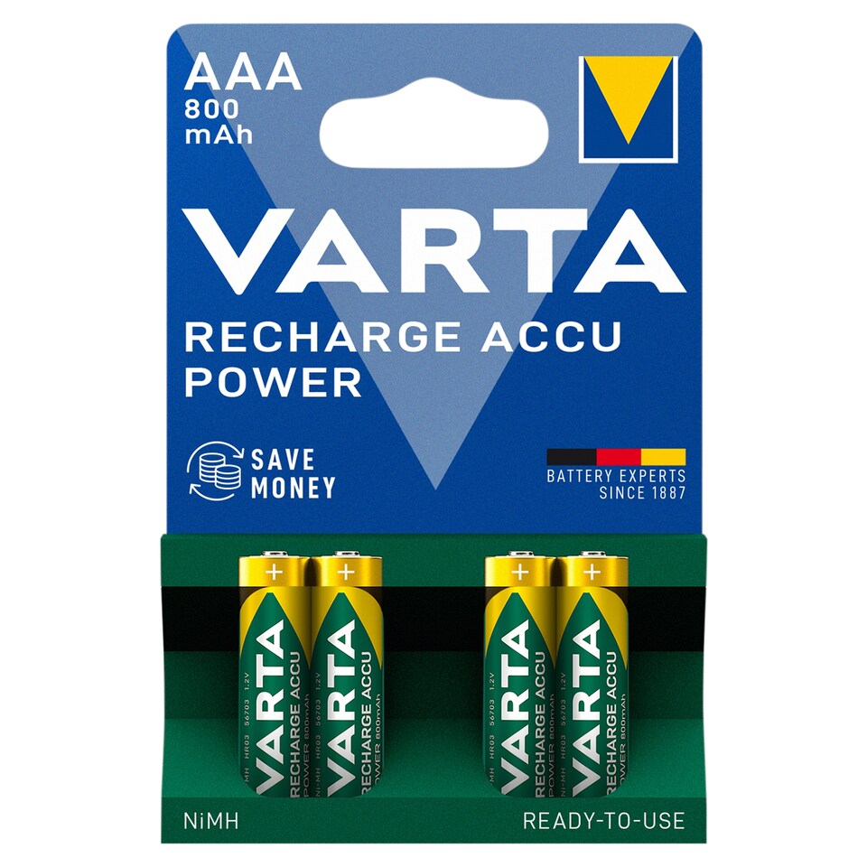 VARTA Recharge Accu Power AAA NiMH 800 mAh nabíjacie batérie 4 ks