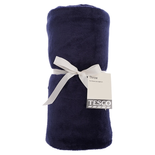 Tesco Large Super Soft Throw Navy Tesco Groceries