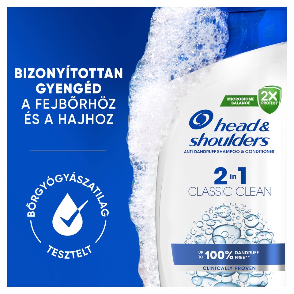 Head & Shoulders Classic Clean 2az1-ben korpásodás elleni sampon 250ml. Friss tiszta Illat 1. kép