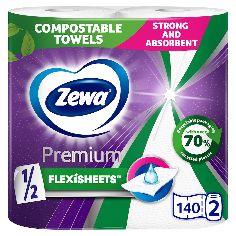 Zewa Premium Flexisheets háztartási papírtörlő 2 rétegű 2 tekercs 1. kép
