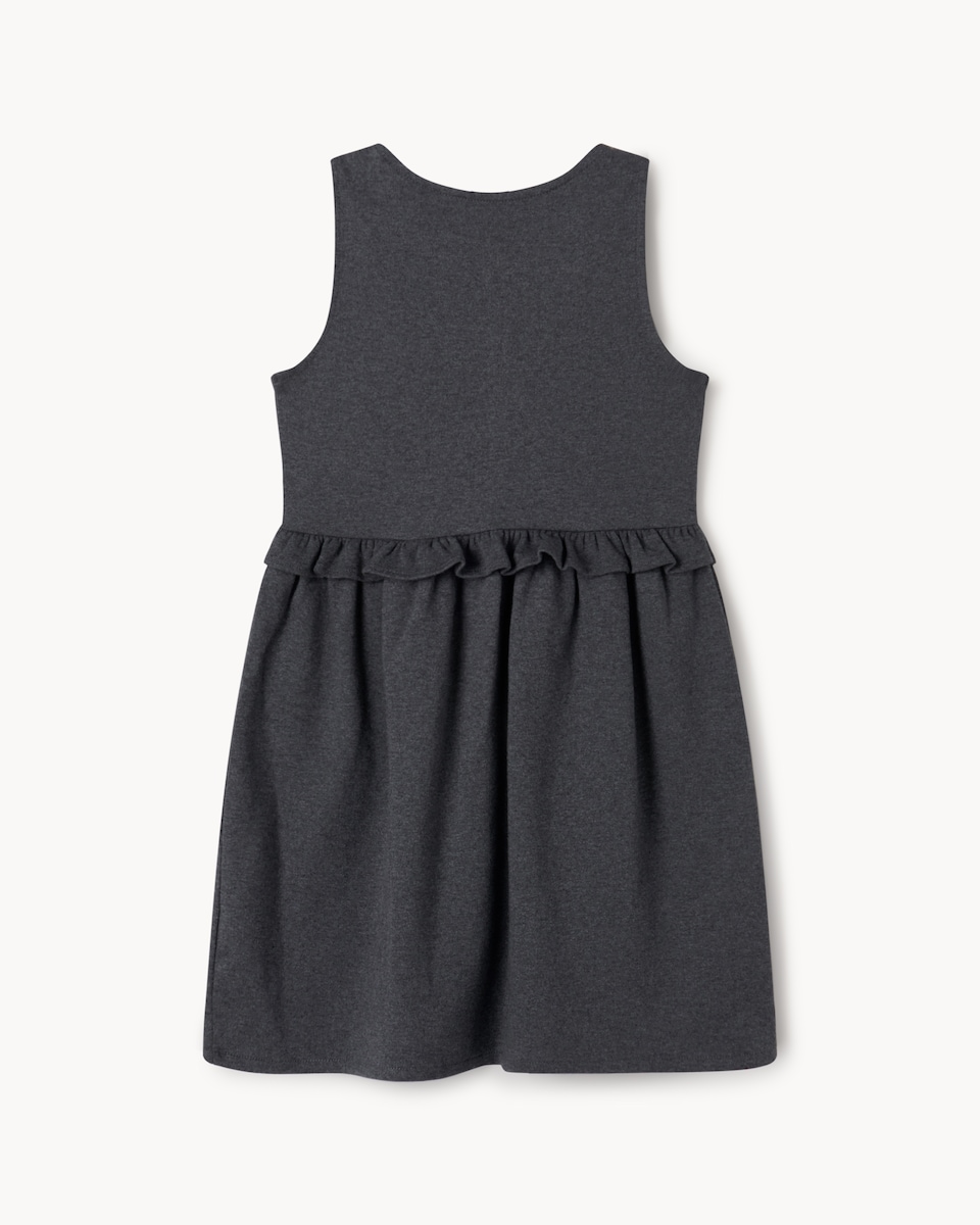 image 1 of F&F School Girls Cotton Rich Frill Pinafore in Grey