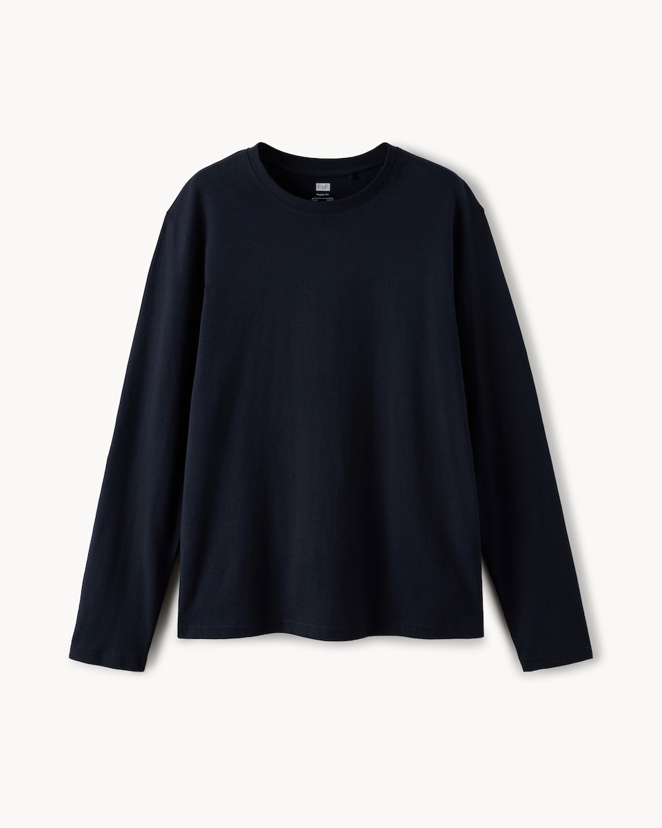 image 1 of F&F Pure Cotton Long Sleeved Top in Navy