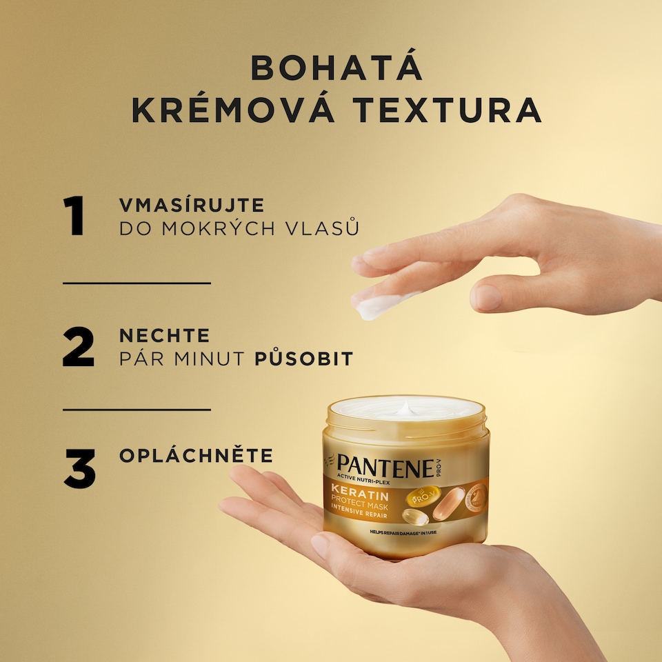 Obrázek 1 pro produkt Pantene Pro-V Intensive Repair Keratin Protect Maska na Vlasy 300 ml, Suché a Poškozené