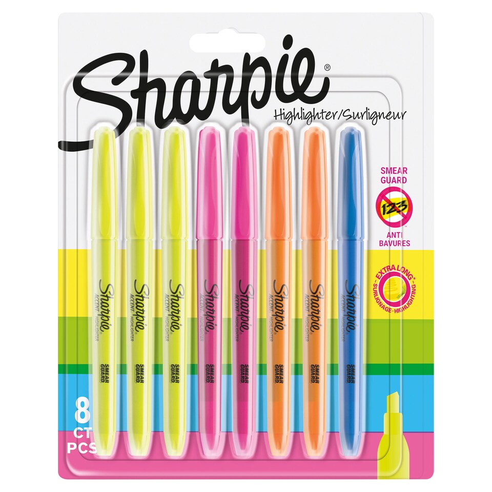 image 1 of Sharpie Pocket Highlighters, Assorted Colours, 8 Count