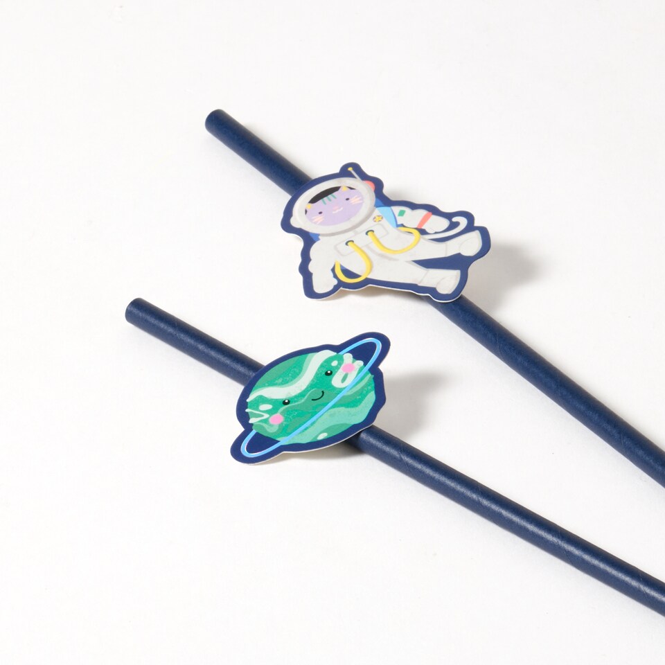 image 1 of Ginger Ray Happy Space Planet Paper straws 8PK