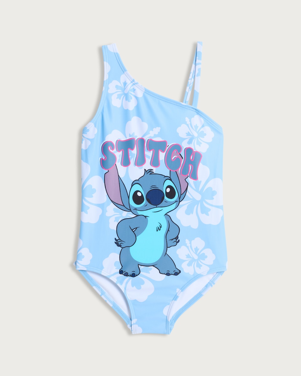 image 1 of Disney Stitch One Shoulder Swimsuit in Blue