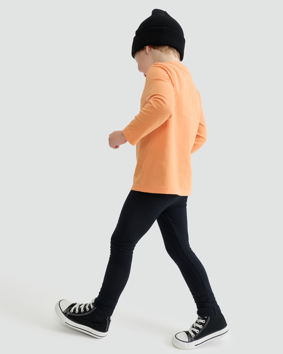 image 1 of F&F Boys Cotton Rich Spooky Skull Print Top and Leggings Set in Orange