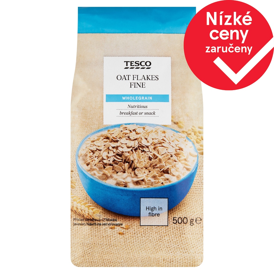 Tesco Celozrnné ovesné vločky jemné 500g