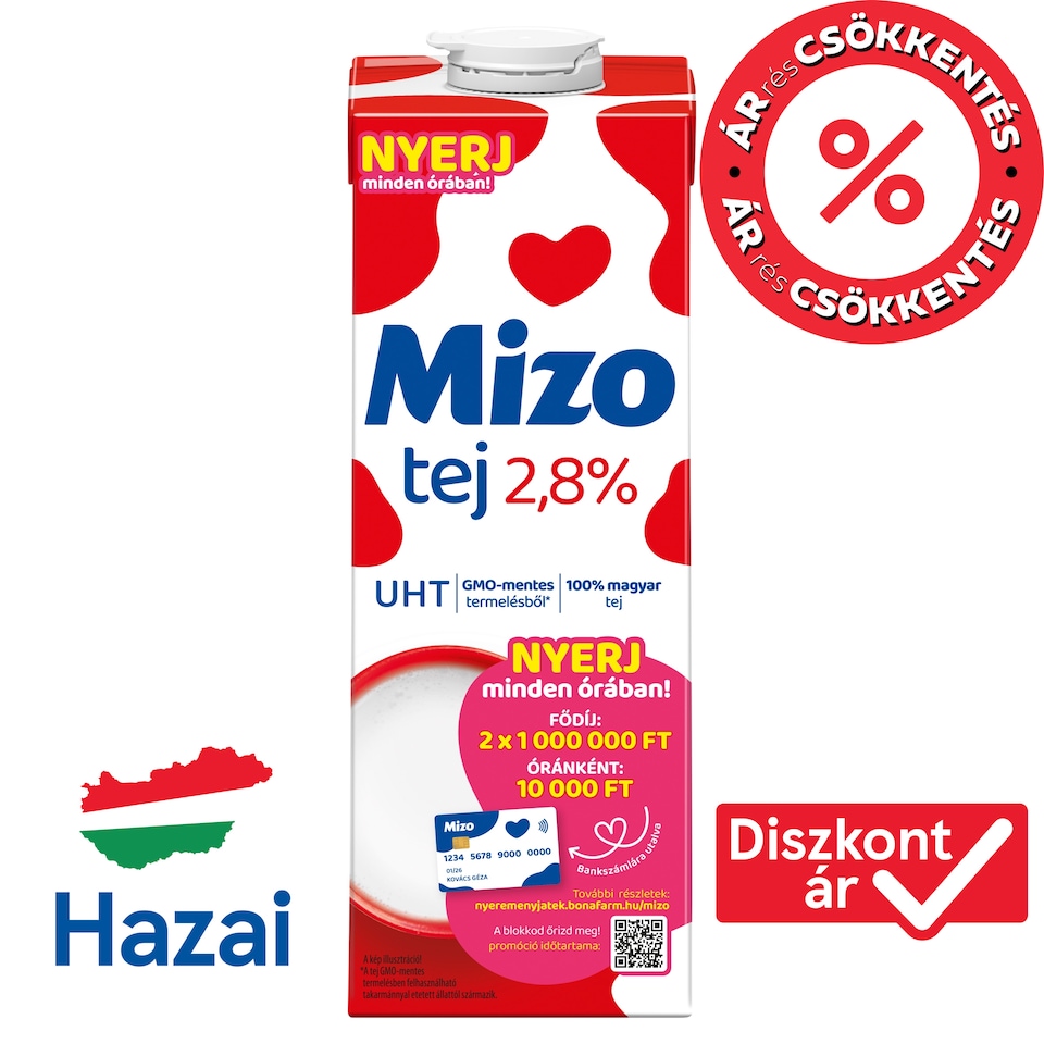 Mizo UHT félzsíros tej 2,8% 1 l