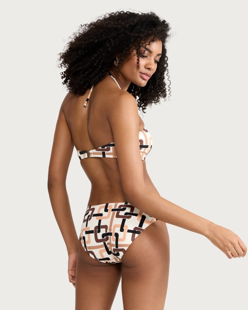 image 1 of F&F Chain Print Bikini Bottoms in Multi Orange