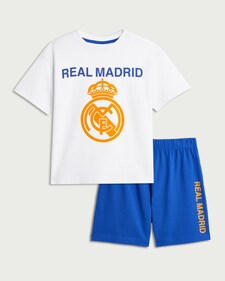 Real Madrid 2-Piece Pure Cotton Shorts Pyjama Set in White
