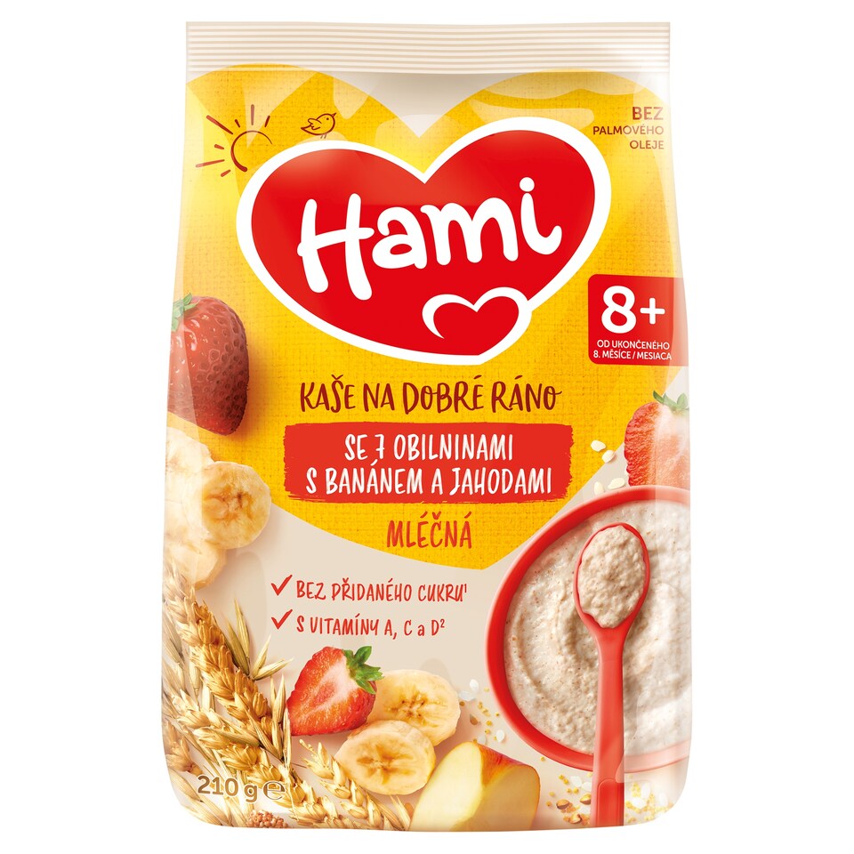 image 1 of Hami Porridge on Good Morning Milk Porridge with 7 Cereals, Banana and Strawberries 210 g