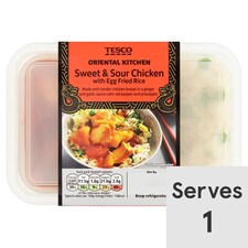 Tesco Oriental Kitchen Sweet & Sour Chicken Rice Ready Meal 450G