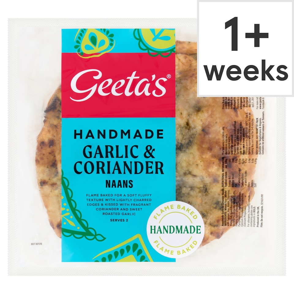 Geeta's Handmade Garlic & Coriander Naan Breads 270g