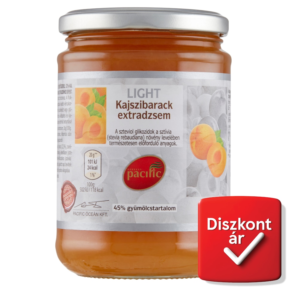 Pacific Light kajszibarack extradzsem cukorral és édesítőszerrel 390 g  1. kép