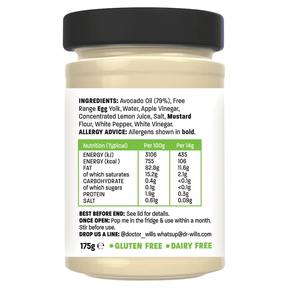 image 1 of Dr Wills Avocado Oil Mayonnaise Sugar Free 175G