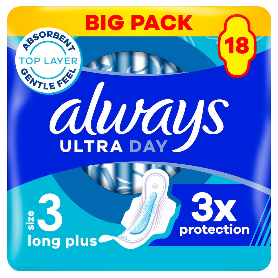 image 1 of Always Ultra Day & Night Sanitary Towels Size 3 Wings 18 Pack
