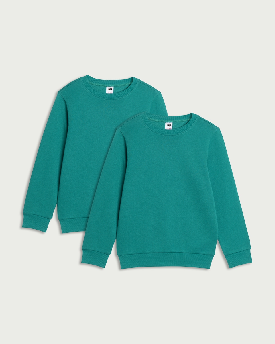 image 1 of F&F School Unisex 2-Pack Cotton Rich Sweatshirts in Jade